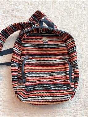 Roxy Striped Canvas Backpack in Red, Pink, Navy & Cream